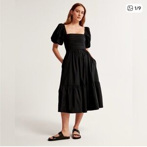 The A&F Emerson Poplin Puff Sleeve Midi Dress